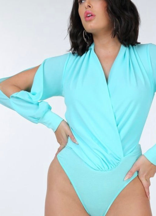 Bodysuit with slit sleeves