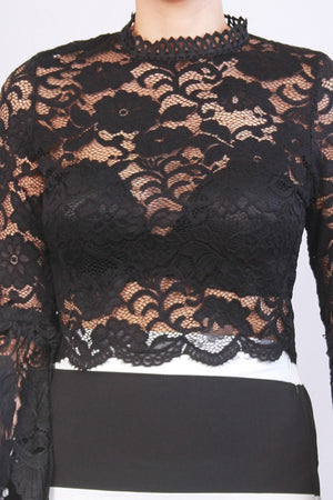 Lace Top with Trumpet Sleeves